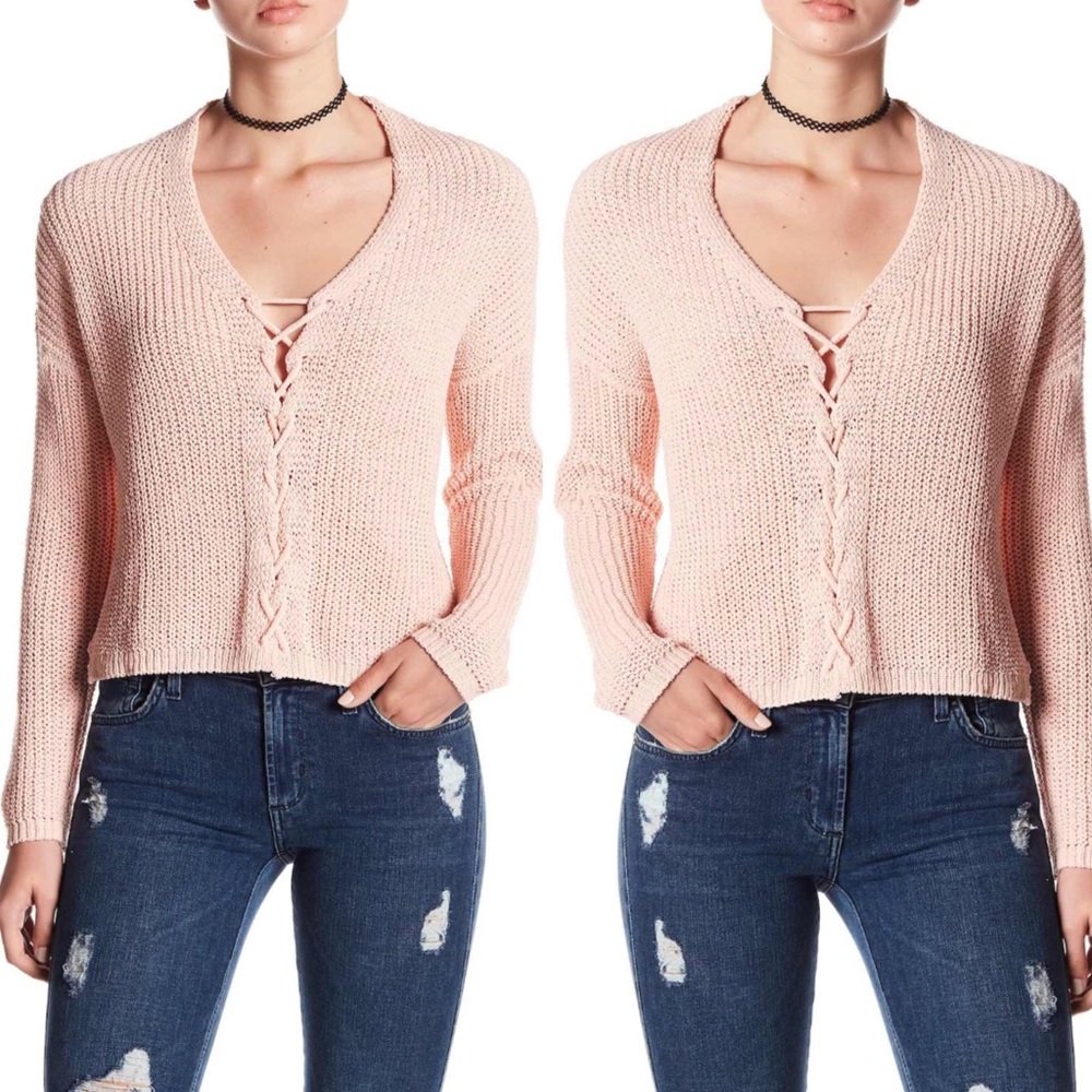 Lace-up Chenille sweater